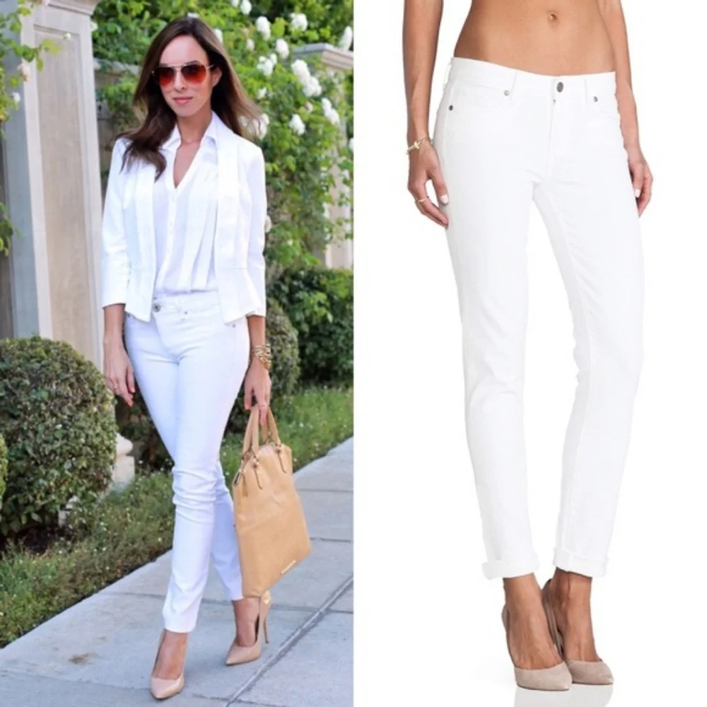 Paige Skyline White Jeans Skinny Ankle Jeans Optic White 27 - Picture 2 of 7